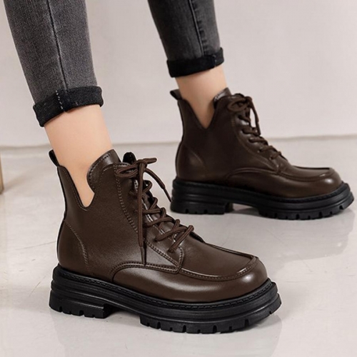 厚底ブーツ韓国 編み上げシューズ美脚脚長 厚底ブーツ韓国 編み上げシューズ美脚脚長