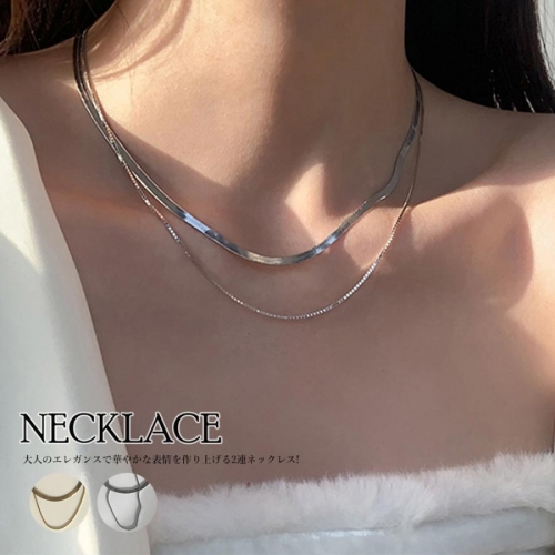 太幅チョーカー 2連チェーンネックレス【ゆうパケット可】 太幅チョーカー 2連チェーンネックレス【ゆうパケット可】