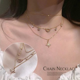 3連チェーンネックレス 華奢 大人上品【ゆうパケット可】