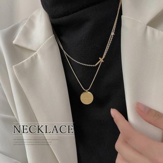 2連チェーンネックレス クロスモチーフ【ゆうパケット可】