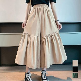 ワイドパンツ ウエストゴム スカンツ【ゆうパケット可】 ワイドパンツ ウエストゴム スカンツ【ゆうパケット可】