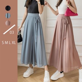 ワイドパンツ シフォン ガウチョパンツ【ゆうパケット可】