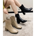 ショートブーツ 美脚 リブ切り替えブーツ