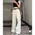 ワイドカーゴパンツ ハイウエスト 韓国風【ゆうパケット可】