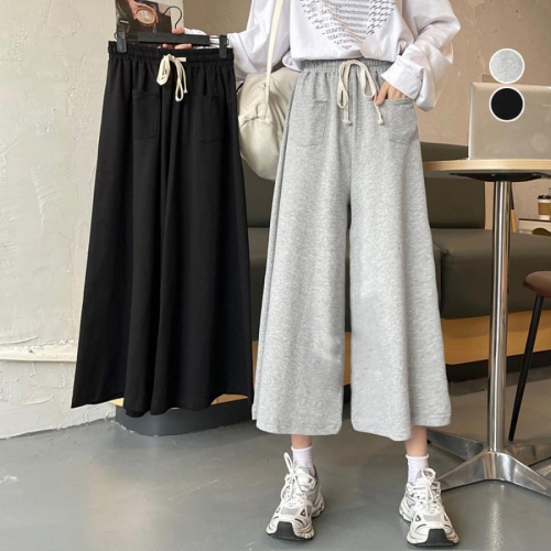 スウェットワイドパンツ ウエストゴム韓国【ゆうパケット可】