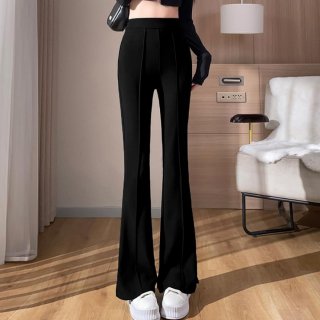 セミフレアパンツ センタープレス 韓国風【ゆうパケット可】 セミフレアパンツ センタープレス 韓国風【ゆうパケット可】