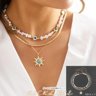 ターコイズ ネックレス 3点セット【ゆうパケット可】 ターコイズ ネックレス 3点セット【ゆうパケット可】