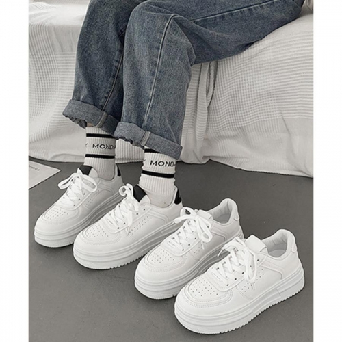 韓国風厚底スニーカーレディース白シューズ