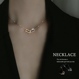 韓国風 ネックレス ダブルスクエアシンプル【ゆうパケット可】