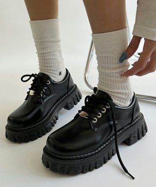 厚底 ローファー 編み上げ 韓国風 厚底 ローファー 編み上げ 韓国風