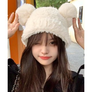 くま耳ニット帽 小顔 レディース 韓国風 くま耳ニット帽 小顔 レディース 韓国風
