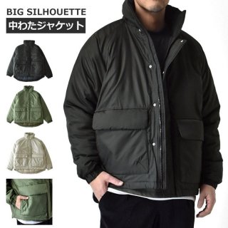 中わたダウンジャケット メンズ ハッピージャケット ビッグシルエット スタンド襟 セール