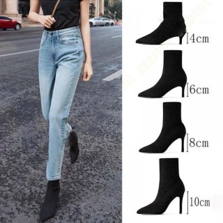 ブーツ ショートブーツ レディース ブーティ ピンヒール ショートブーツ 疲れない 歩きやすい ヒール ブーティー ソックスブーツ 黒 大きいサイズ スエード