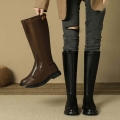 レディース ブーツ 女性 ロングブーツ 大人 靴 ローヒール 秋冬 大きいサイズあり おしゃれ 通勤 履きやすい 歩きやすい ブーツ 痛くない バックファスナー