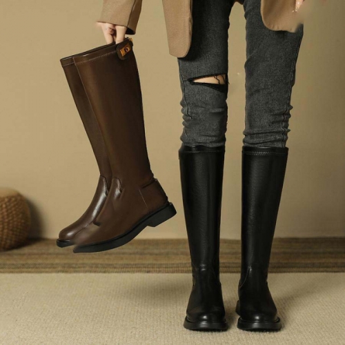 レディース ブーツ 女性 ロングブーツ 大人 靴 ローヒール 秋冬 大きいサイズあり おしゃれ 通勤 履きやすい 歩きやすい ブーツ 痛くない バックファスナー