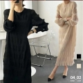 ワンピース 長袖 レディース シンプル 上品 きれいめ 大人 ゆったり 体型カバー ロング リラックス らくちん ナチュラル 秋 韓国 韓国ファッション 20代 30代 40代 50代