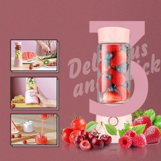 ポータブルジューサー、スムージーとシェイク用の400 ML Usb充電式パーソナルミキサー、6つのブレードを備えたミニブレンダー