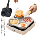 目玉焼き フライパン 仕切り 4つ穴 円形 四つ穴フライパン ガス対応 IH対応 お弁当 大判焼き 仕切りフライパン 卵焼き 鍋蓋付き 朝食フライパン