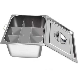 おでん鍋 IH対応 角 仕切り鍋 業務用 家庭用 両手鍋 ステンレス鋼 中華火鍋 卓上鍋 直火対応 蓋/仕切り付 関東煮 しゃぶしゃぶ鍋 (おでん鍋ハンドル付き+蓋+仕切