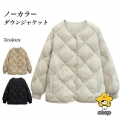 ダウンジャケット レディース ノーカラー キルティングジャケット 軽薄 冬 ジャケット ダウン あったか 防風 ノーカラージャケット カジュアル