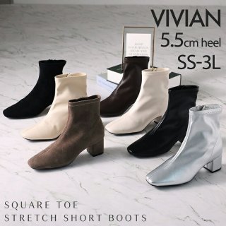 ブーツ レディース ショート ストレッチ スクエアトゥ チャンキーヒール ブラック 黒 通勤 オフィス SS 3L ソックスブーツ メタリック シルバー ZOZO V6270AW ブーツ レディース ショート ストレッチ スクエアトゥ チャンキーヒール ブラック 黒 通勤 オフィス SS 3L ソックスブーツ メタリック シルバー ZOZO V6270AW