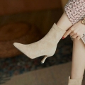 ショートブーツ レディース スエード ハイヒール シューズ チャンキーヒール 履きやすい 歩きやすい 疲れない 美脚 可愛い カジュアル 秋冬