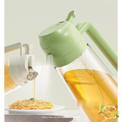 両用 オイルボトル オイルスプレー 470ml 液だれしない 霧吹き 2way 調味料入れ オイル差し 油差し 酢 醤油ボトル 透明ガラス おしゃれ