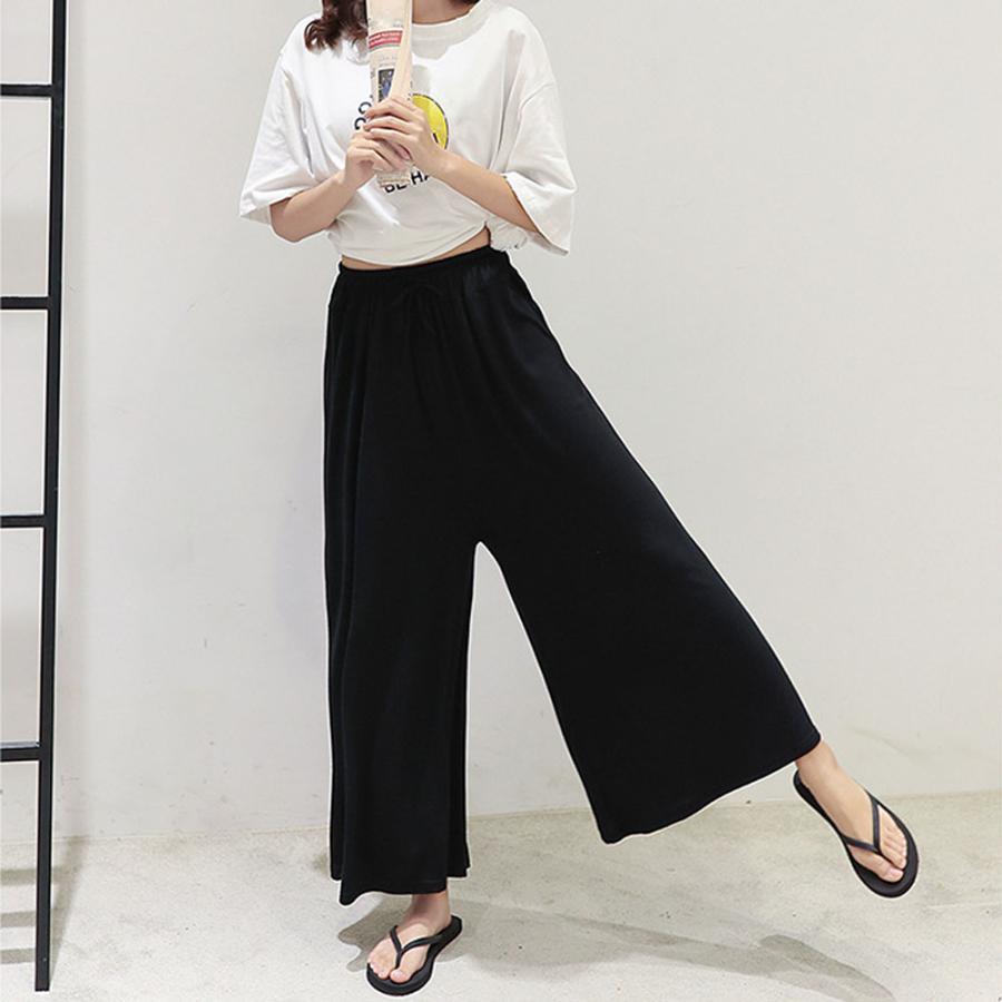 ワイドパンツ レディース ガウチョパンツ スカーチョ ゆったり パンツ ウエストゴム【ネコポスのみ】