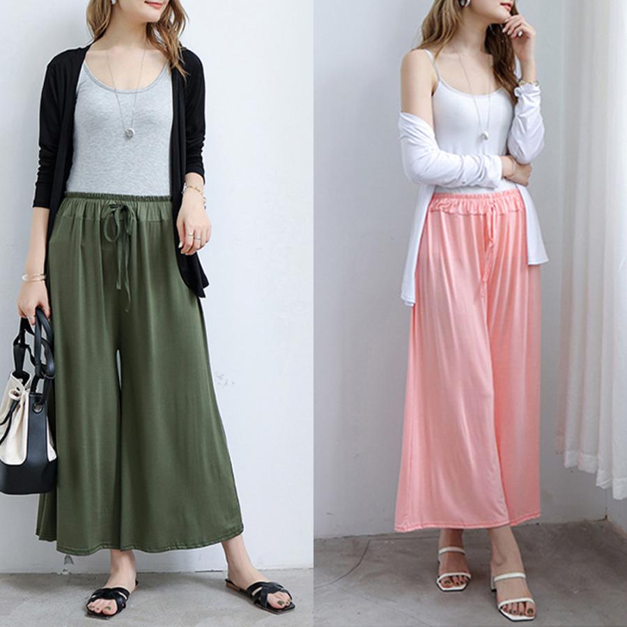 ワイドパンツ レディース ガウチョパンツ スカーチョ ゆったり パンツ ウエストゴム【ネコポスのみ】