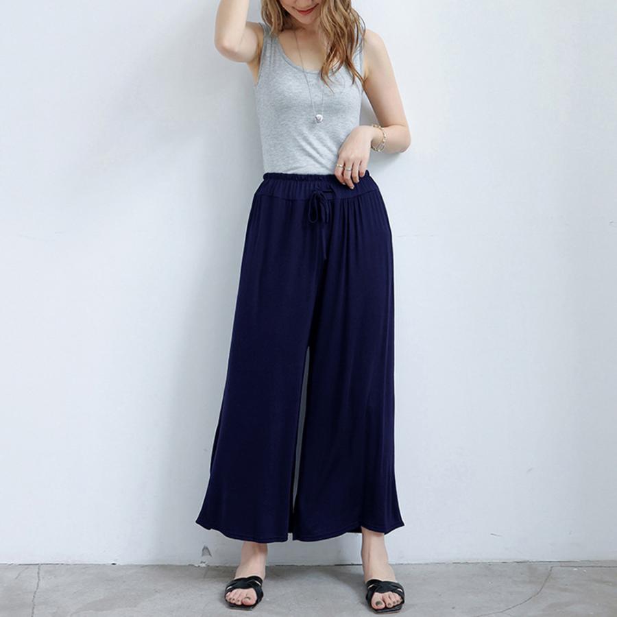 ワイドパンツ レディース ガウチョパンツ スカーチョ ゆったり パンツ ウエストゴム【ネコポスのみ】