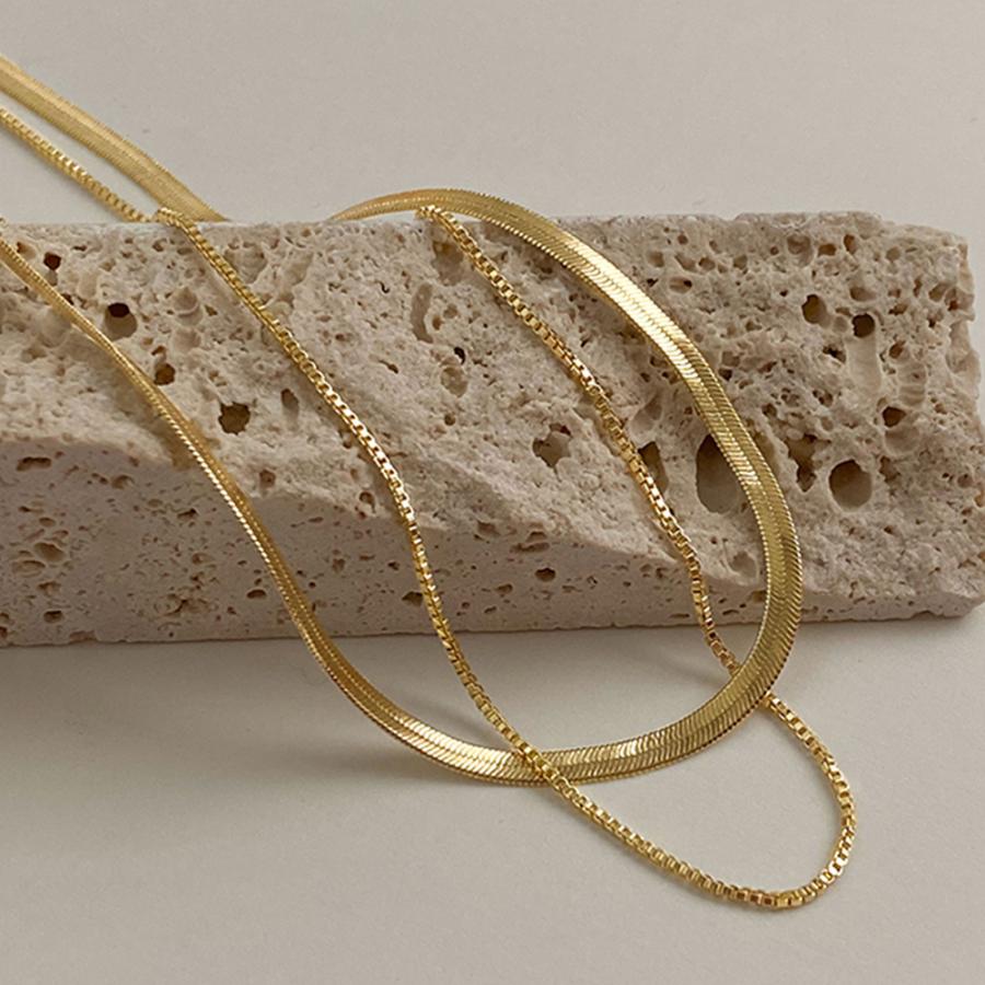 太幅チョーカー 2連チェーンネックレス【ゆうパケット可】