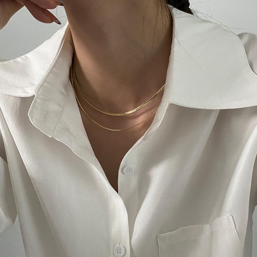 太幅チョーカー 2連チェーンネックレス【ゆうパケット可】