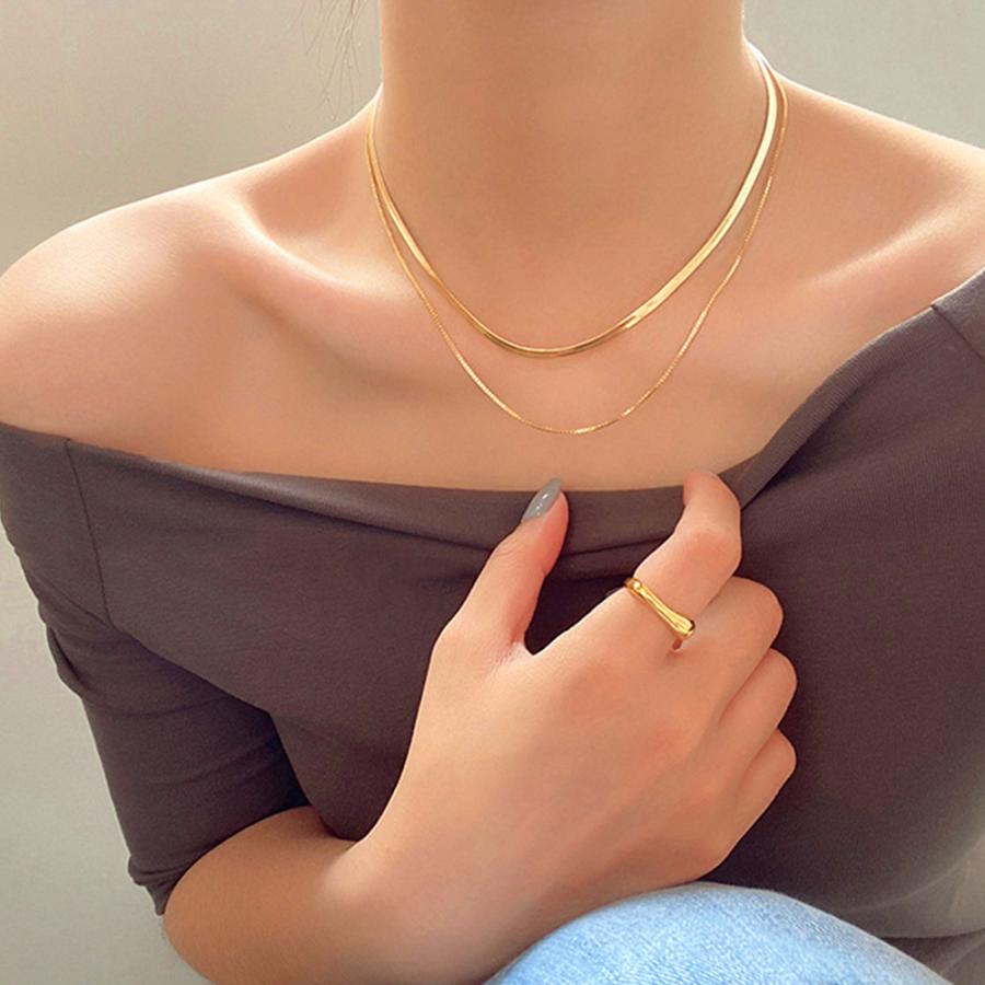 太幅チョーカー 2連チェーンネックレス【ゆうパケット可】