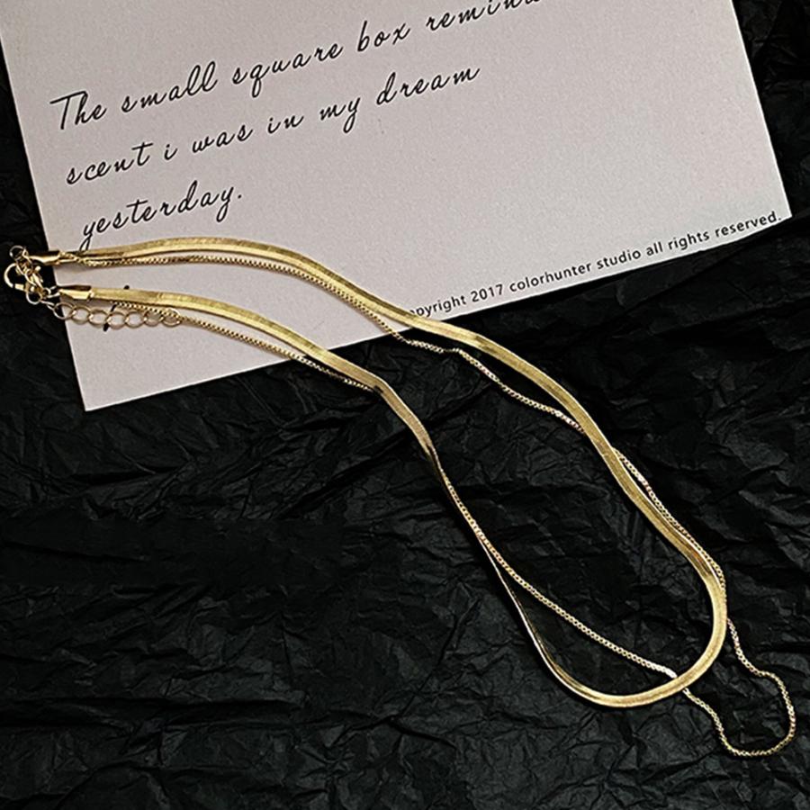 太幅チョーカー 2連チェーンネックレス【ゆうパケット可】