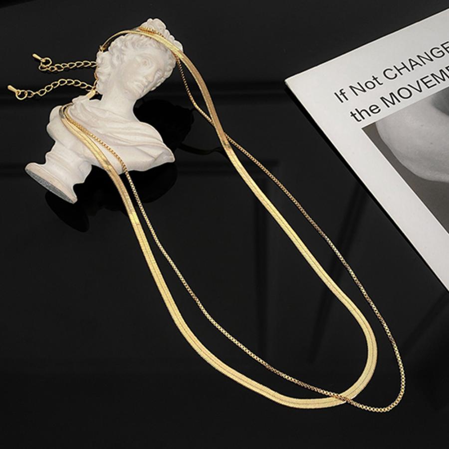 太幅チョーカー 2連チェーンネックレス【ゆうパケット可】