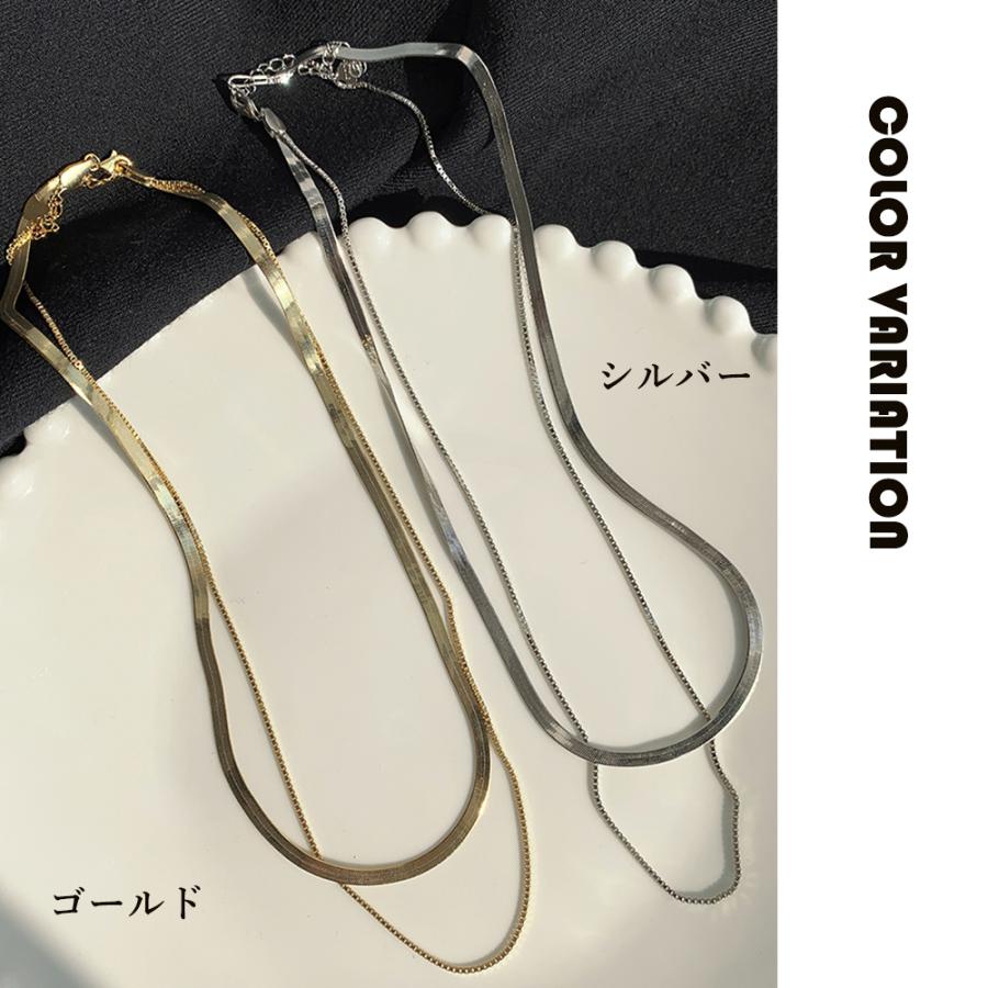 太幅チョーカー 2連チェーンネックレス【ゆうパケット可】