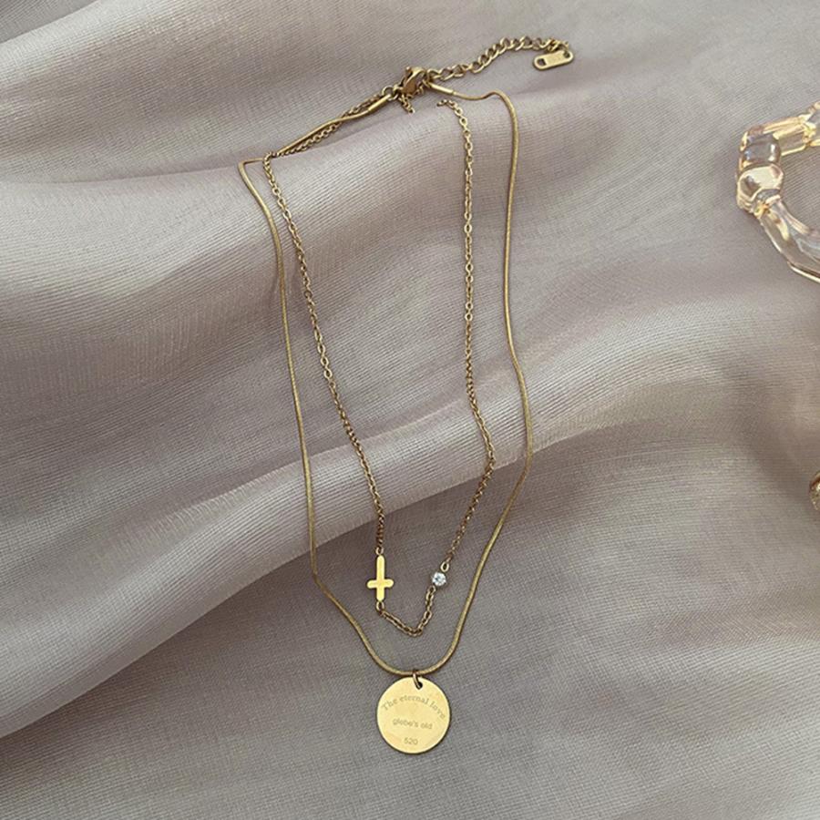 2連チェーンネックレス クロスモチーフ【ゆうパケット可】