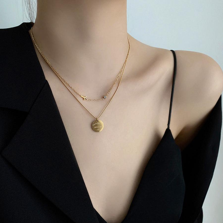 2連チェーンネックレス クロスモチーフ【ゆうパケット可】