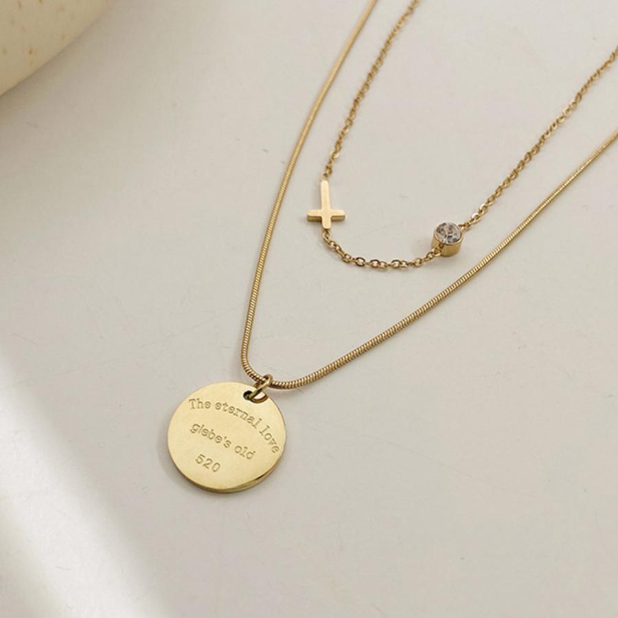 2連チェーンネックレス クロスモチーフ【ゆうパケット可】