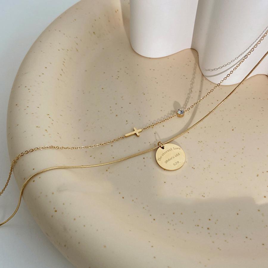 2連チェーンネックレス クロスモチーフ【ゆうパケット可】