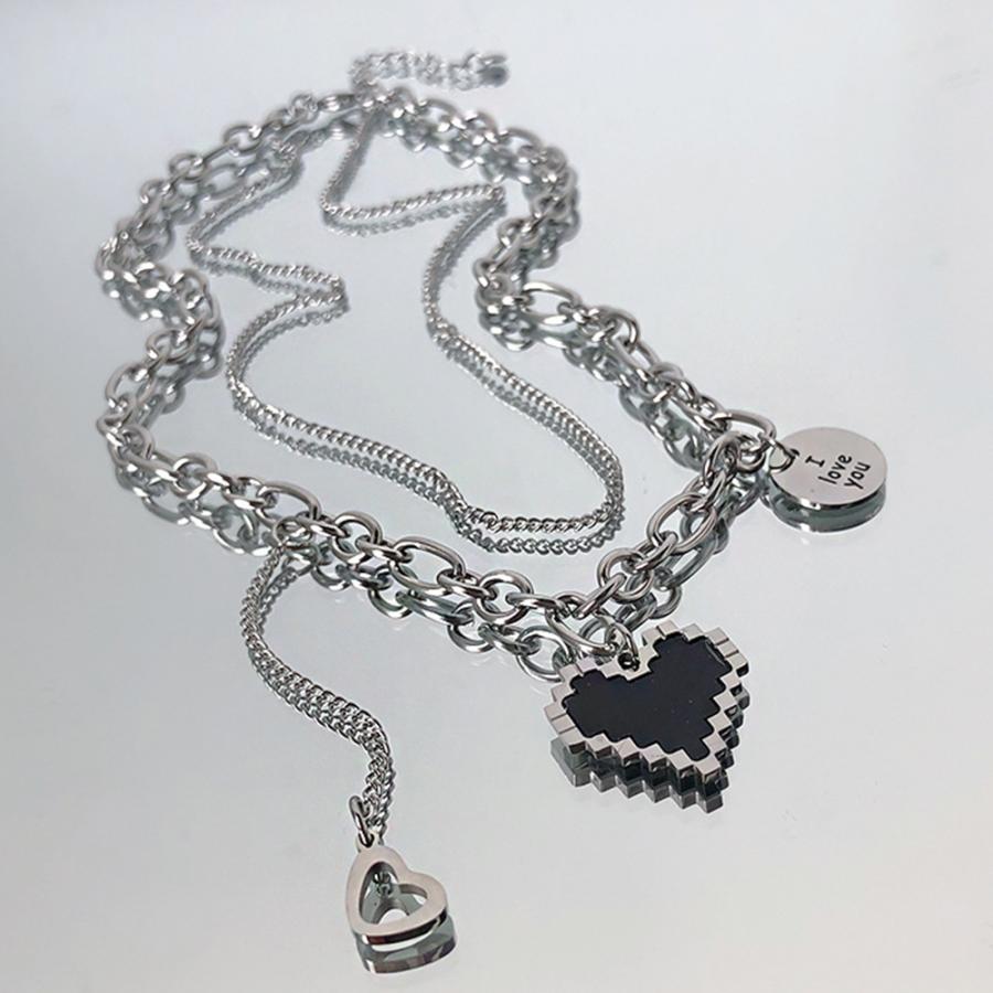 メタルハート 2連ネックレス レディース【ゆうパケット可】