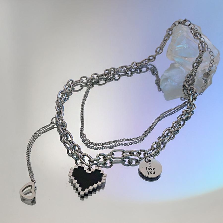 メタルハート 2連ネックレス レディース【ゆうパケット可】