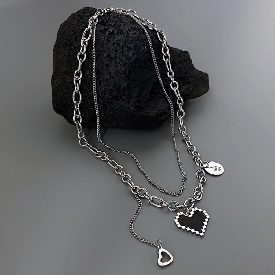 メタルハート 2連ネックレス レディース【ゆうパケット可】