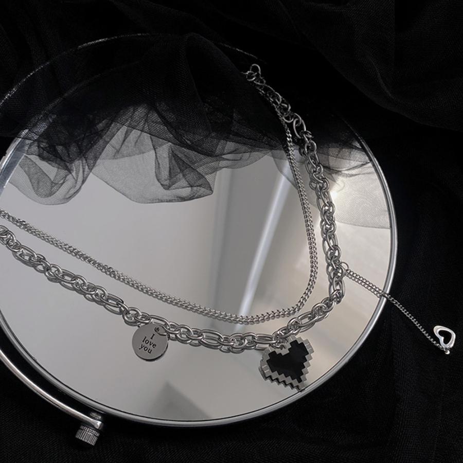 メタルハート 2連ネックレス レディース【ゆうパケット可】