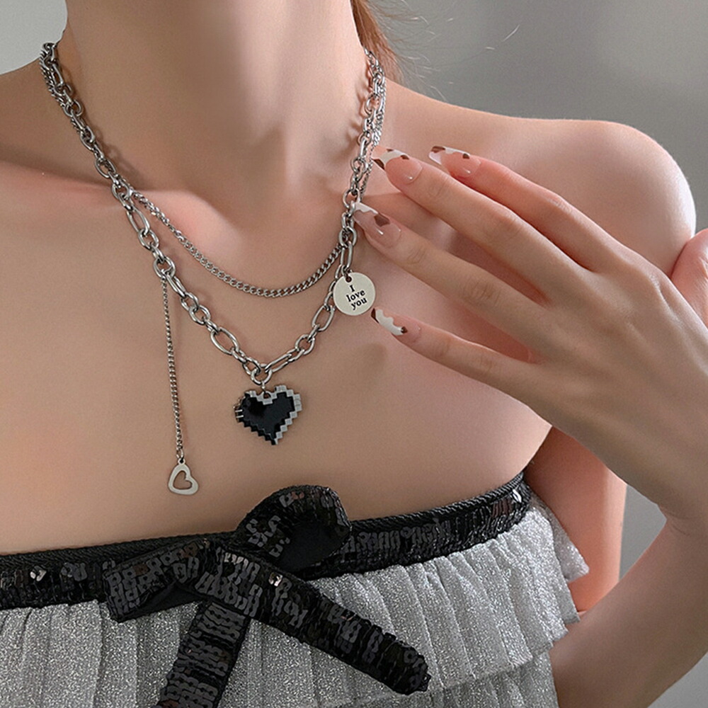 メタルハート 2連ネックレス レディース【ゆうパケット可】