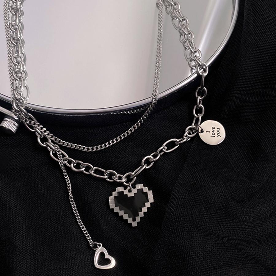 メタルハート 2連ネックレス レディース【ゆうパケット可】