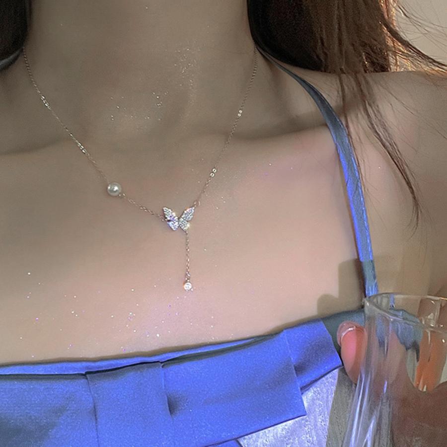 蝶々チェーンネックレスレディース可愛い【ゆうパケット可】
