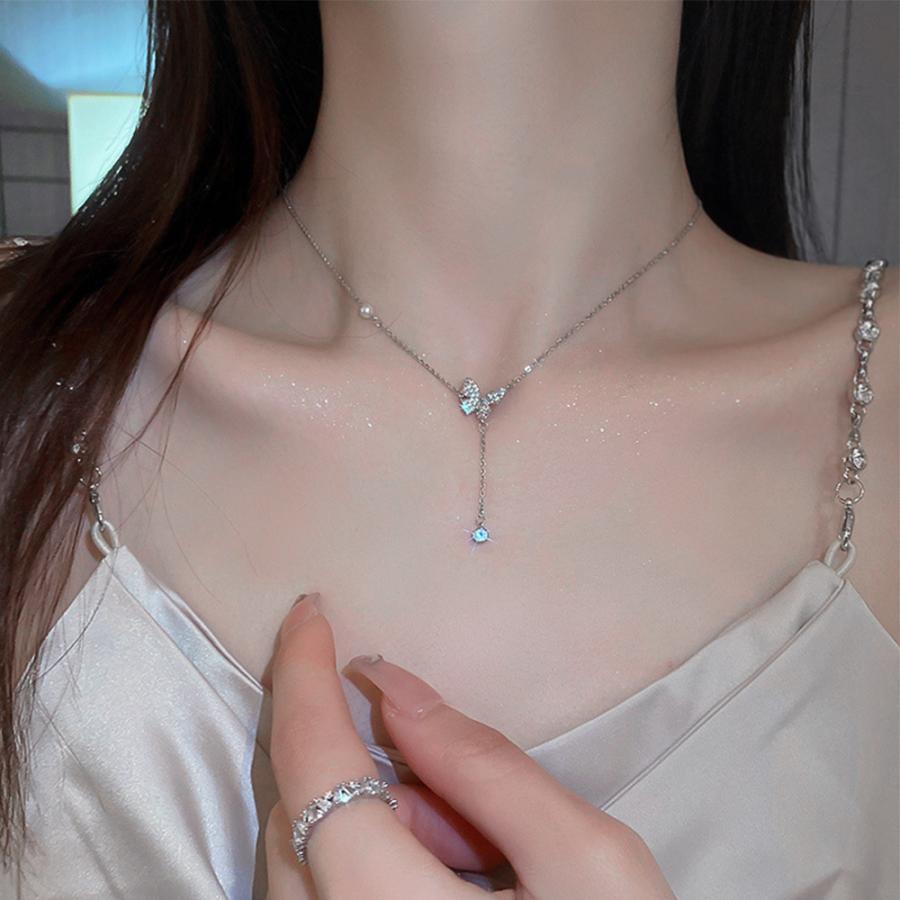 蝶々チェーンネックレスレディース可愛い【ゆうパケット可】