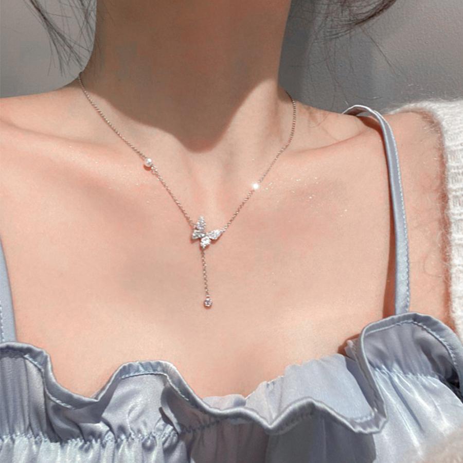 蝶々チェーンネックレスレディース可愛い【ゆうパケット可】