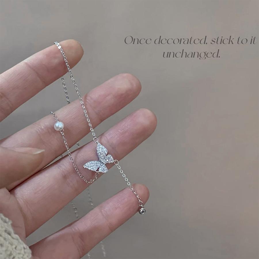 蝶々チェーンネックレスレディース可愛い【ゆうパケット可】